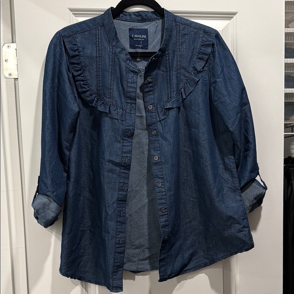 Cavalini Blue Cropped Jean shirt